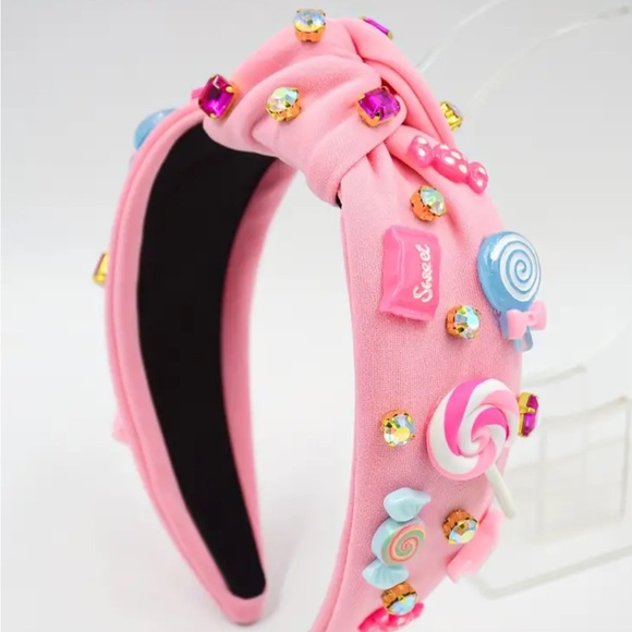 Pink Sweet Candy Embellished Rhinestone Knot Headband - Picture 1 of 3